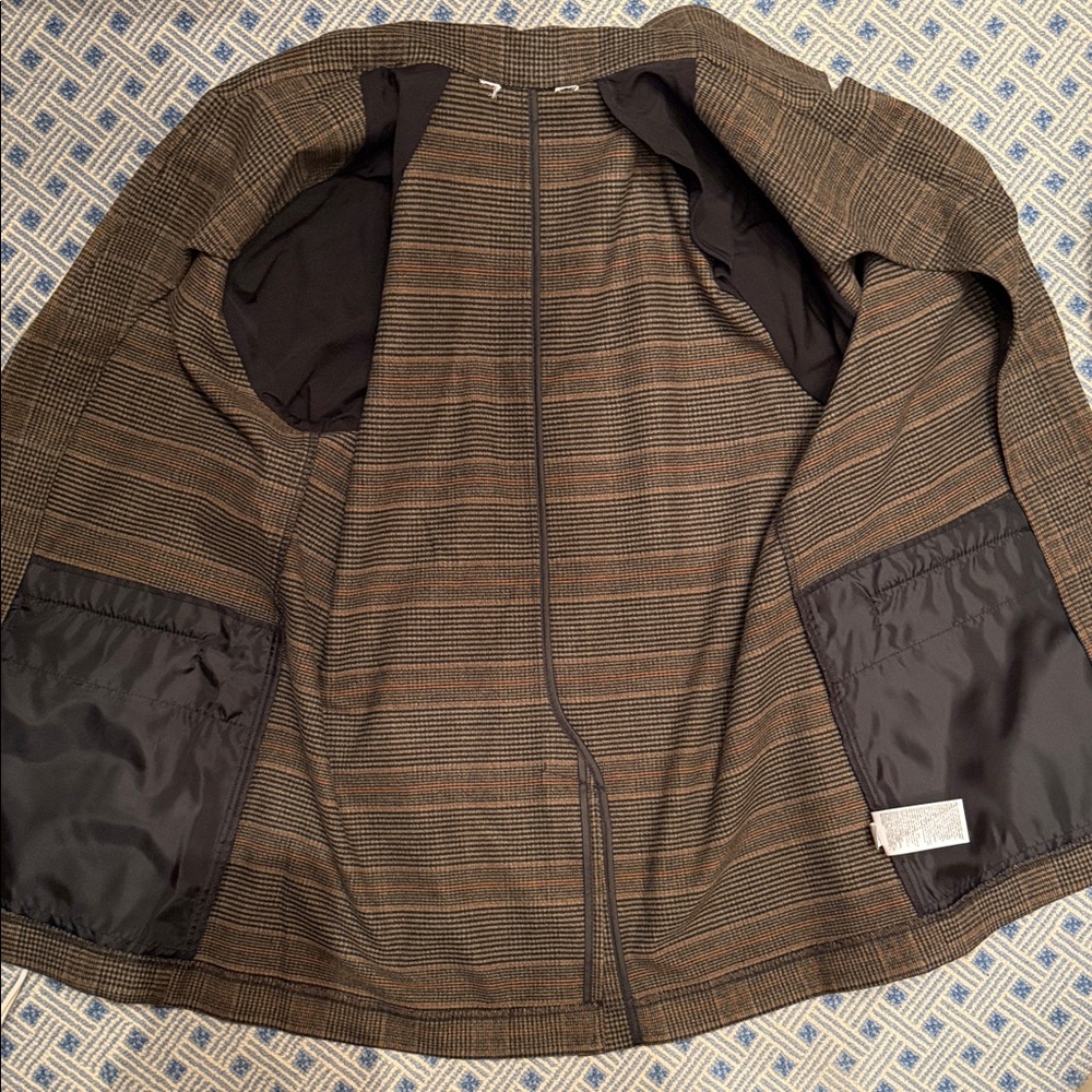 Old Navy Relaxed Twill Blazer Brown Plaid Unlined Size XS - Picture 10 of 10